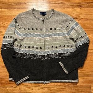 Charter Club wool zip cardigan- size large- gray
